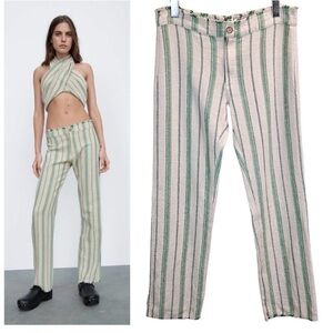 Zara Beth trousers Frayed Waist  & Bottom Straight Leg Silhouette Pants Sz M